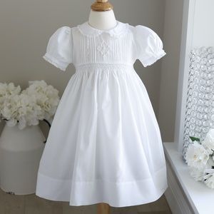 Feltman Brothers White Smocked Dress Flower Girl Special Occasion NWT
